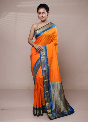 Yellow Kanjivaram Silk Saree With Blouse Piece