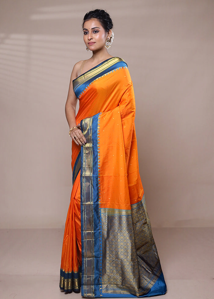 Yellow Kanjivaram Silk Saree With Blouse Piece