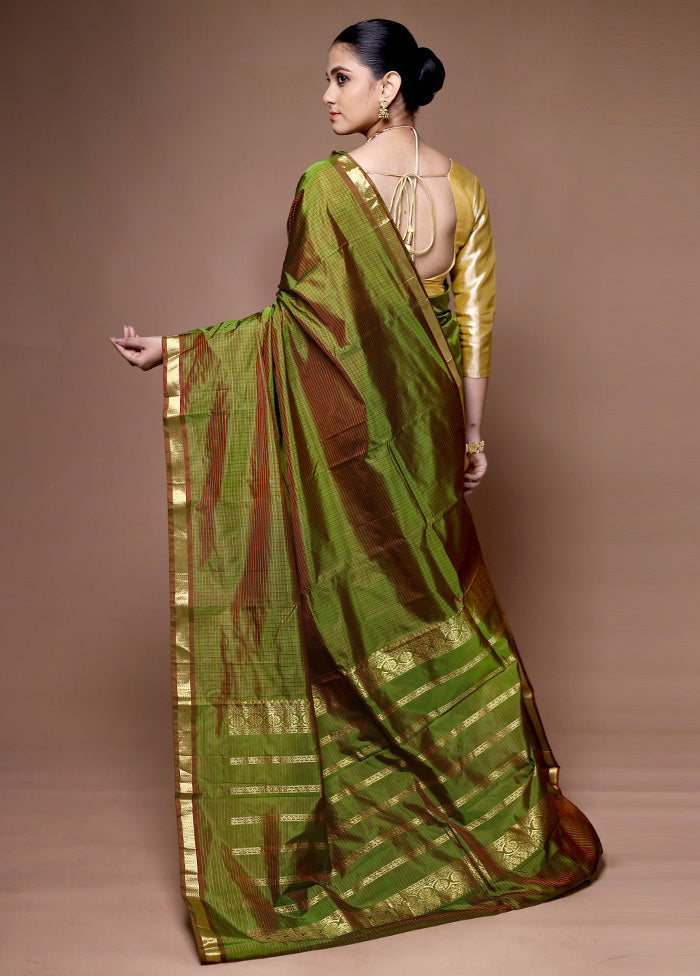 Green Kanjivaram Silk Saree With Blouse Piece