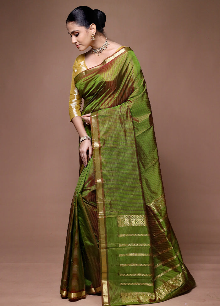 Green Kanjivaram Silk Saree With Blouse Piece