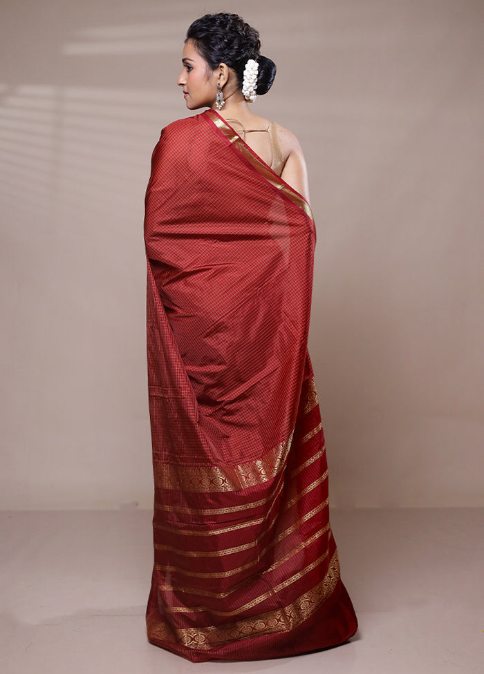 Maroon Kanjivaram Silk Saree With Blouse Piece