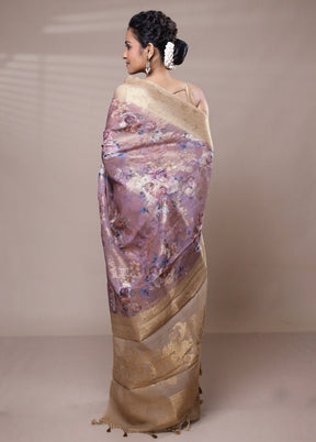 Purple Organza Saree With Blouse Piece