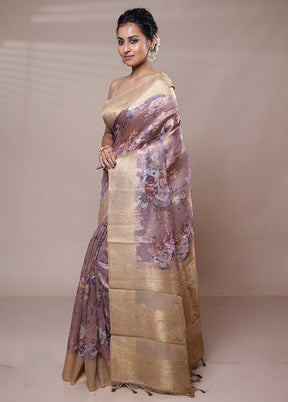 Purple Organza Saree With Blouse Piece