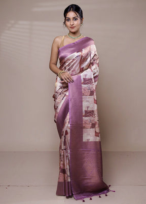 Cream Dupion Silk Saree With Blouse Piece