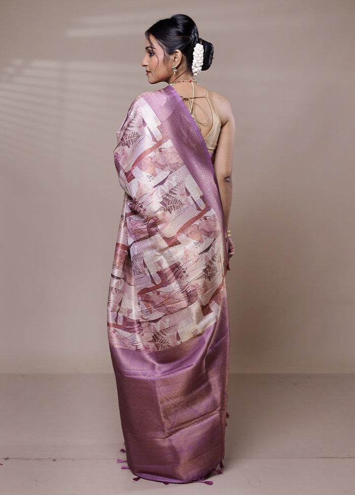 Cream Dupion Silk Saree With Blouse Piece