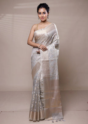 Cream Tissue Silk Saree With Blouse Piece