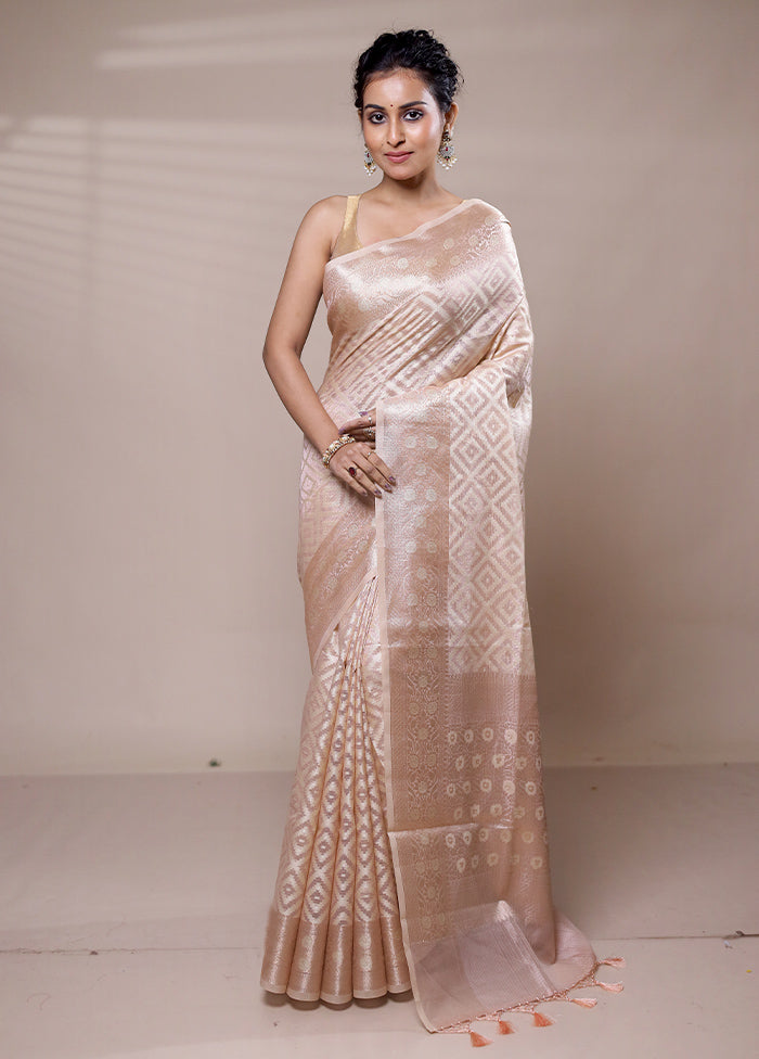 Cream Tissue Silk Saree With Blouse Piece