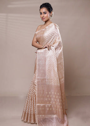 Cream Tissue Silk Saree With Blouse Piece