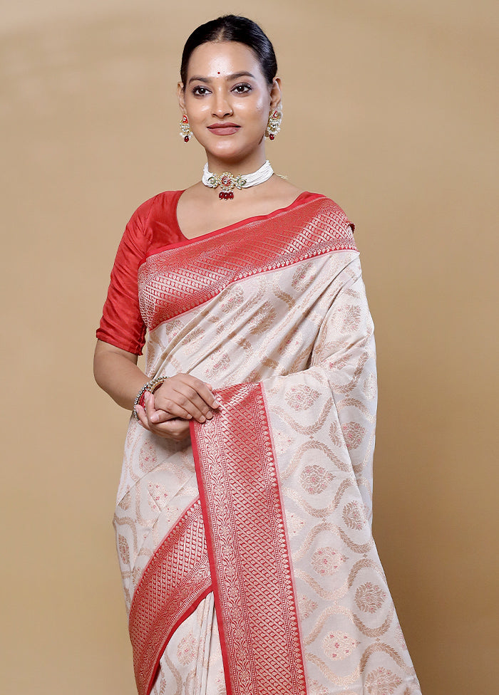 White Tissue Silk Saree With Blouse Piece