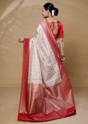 White Tissue Silk Saree With Blouse Piece