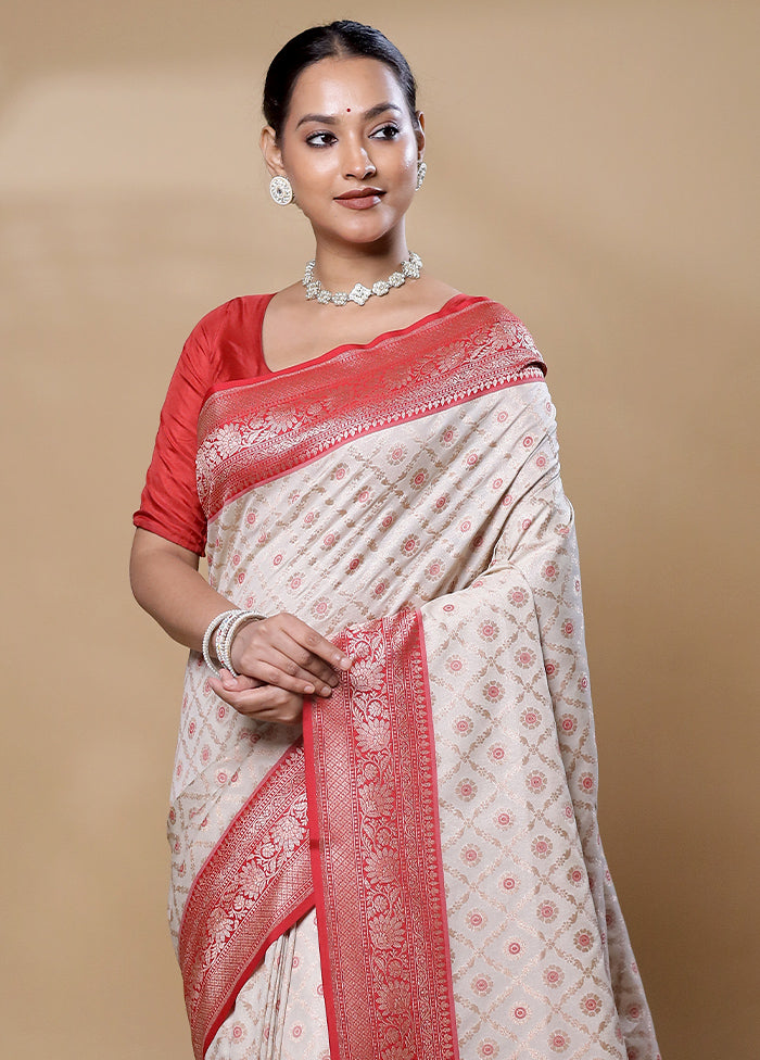 Cream Tissue Silk Saree With Blouse Piece