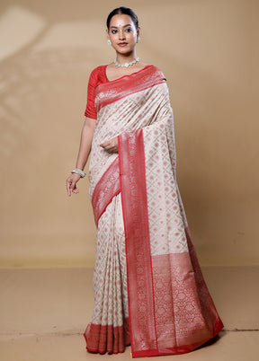 Cream Tissue Silk Saree With Blouse Piece