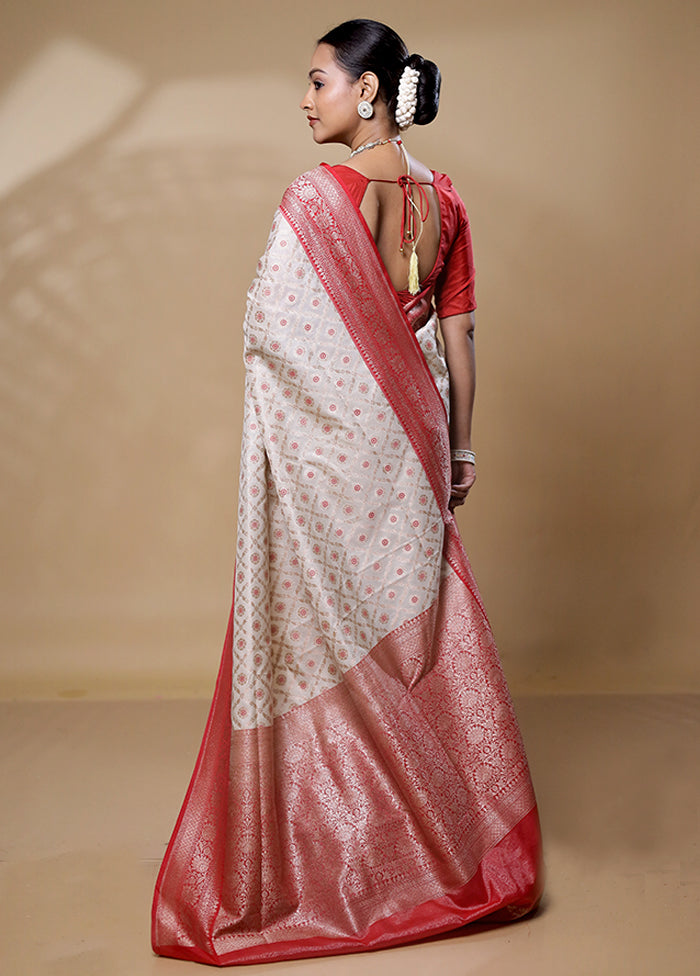 Cream Tissue Silk Saree With Blouse Piece