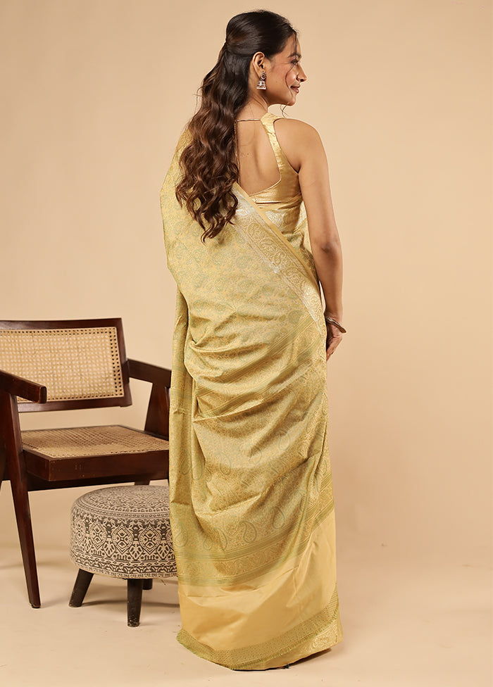 Cream Jamewar Silk Saree With Blouse Piece