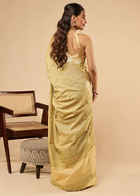 Cream Jamewar Silk Saree With Blouse Piece