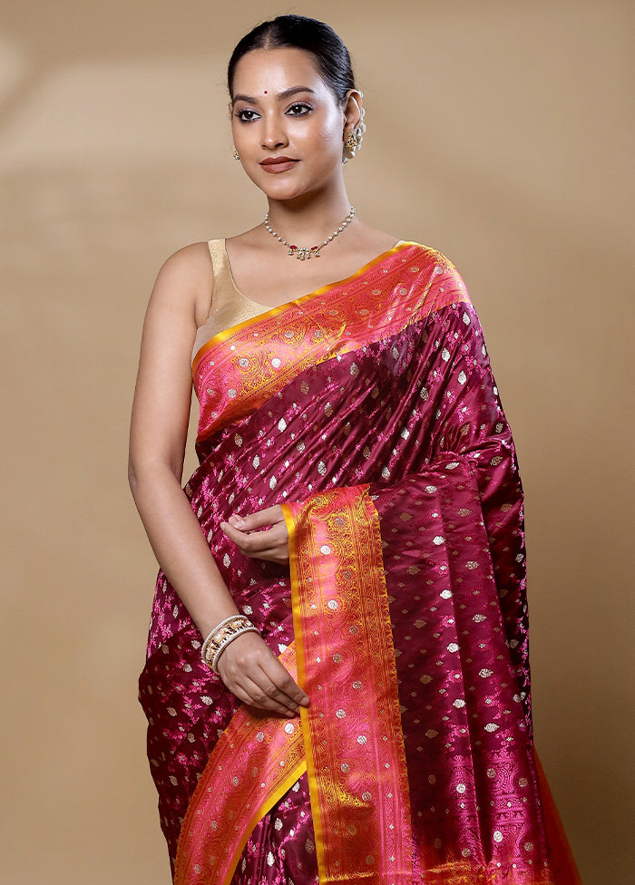 Purple Tanchoi Silk Saree With Blouse Piece