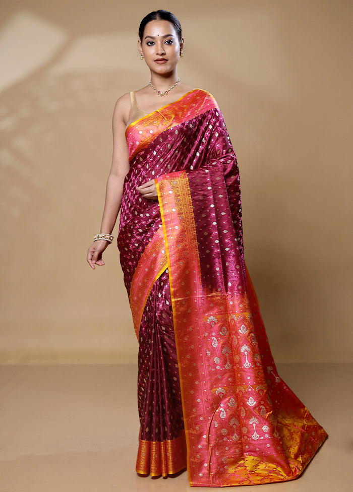 Purple Tanchoi Silk Saree With Blouse Piece