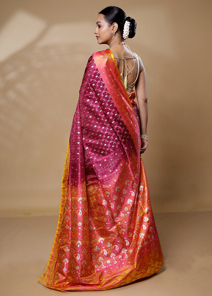 Purple Tanchoi Silk Saree With Blouse Piece