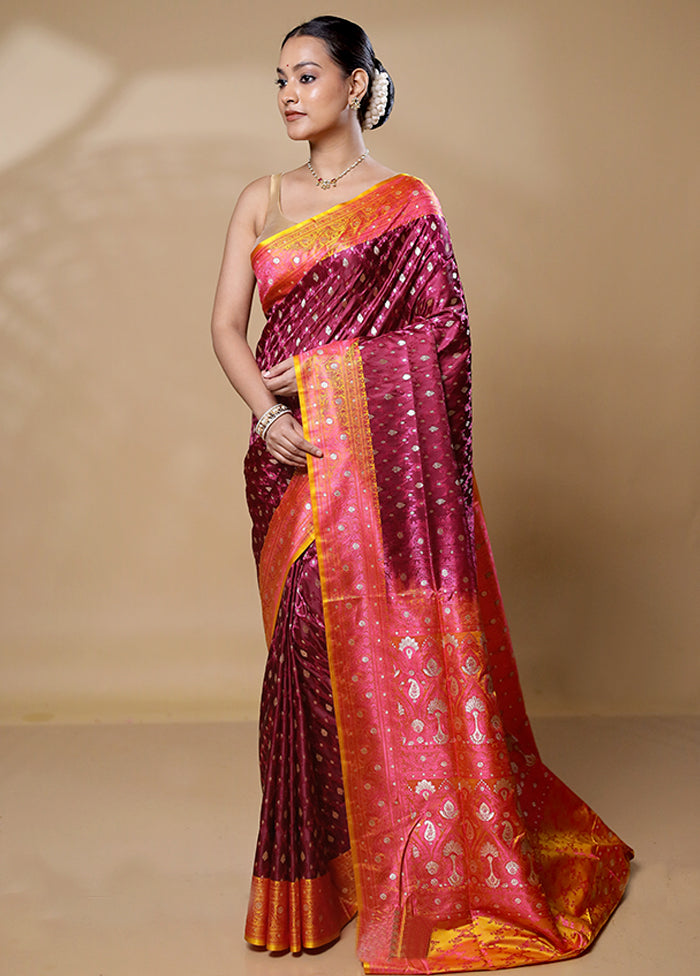 Purple Tanchoi Silk Saree With Blouse Piece