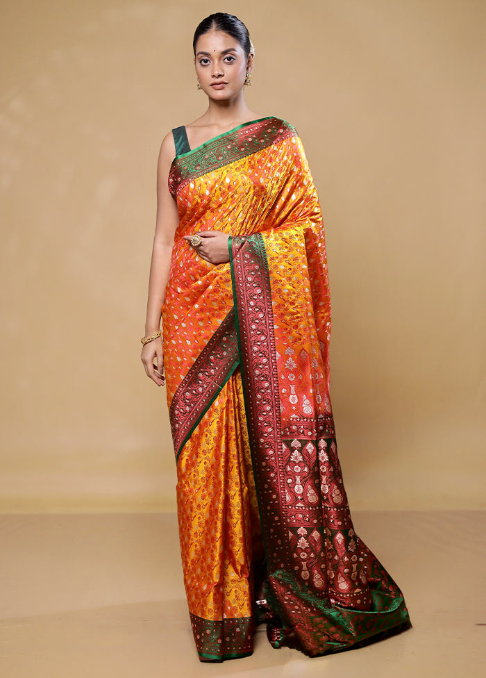 Orange Tanchoi Silk Saree With Blouse Piece