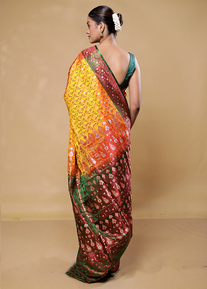 Orange Tanchoi Silk Saree With Blouse Piece