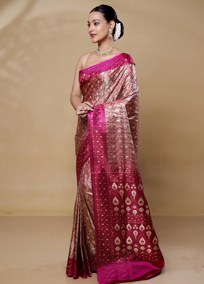 Brown Tanchoi Silk Saree With Blouse Piece