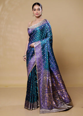 Blue Tanchoi Silk Saree With Blouse Piece