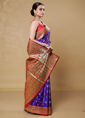 Purple Handloom Tanchoi Pure Silk Saree With Blouse Piece