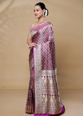 Purple Handloom Tanchoi Pure Silk Saree With Blouse Piece