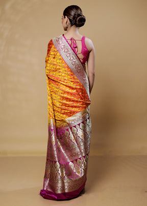 Orange Handloom Tanchoi Pure Silk Saree With Blouse Piece