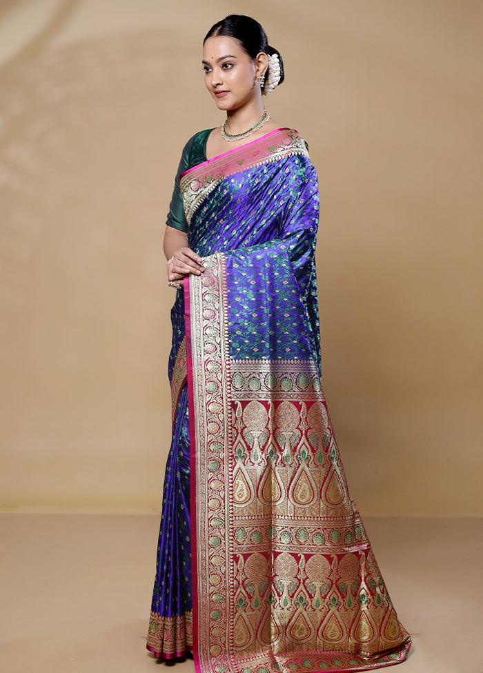 Blue Handloom Tanchoi Pure Silk Saree With Blouse Piece