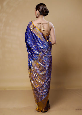 Blue Tanchoi Silk Saree With Blouse Piece