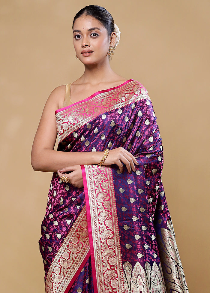 Purple Tanchoi Silk Saree With Blouse Piece