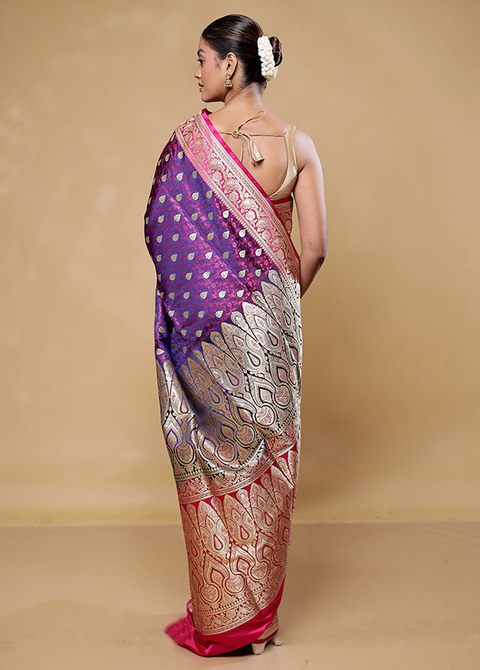 Purple Tanchoi Silk Saree With Blouse Piece