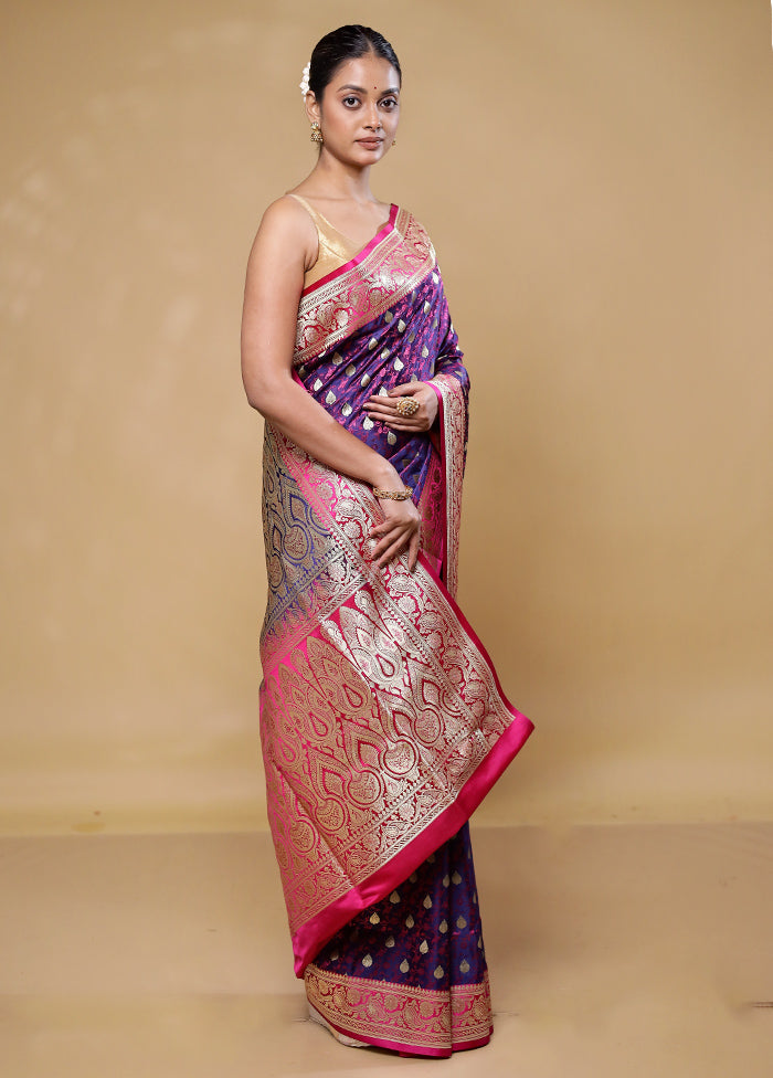 Purple Tanchoi Silk Saree With Blouse Piece