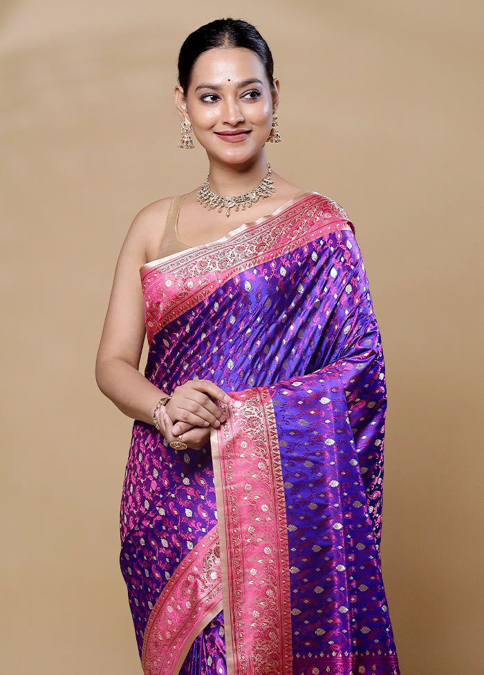 Purple Tanchoi Silk Saree With Blouse Piece