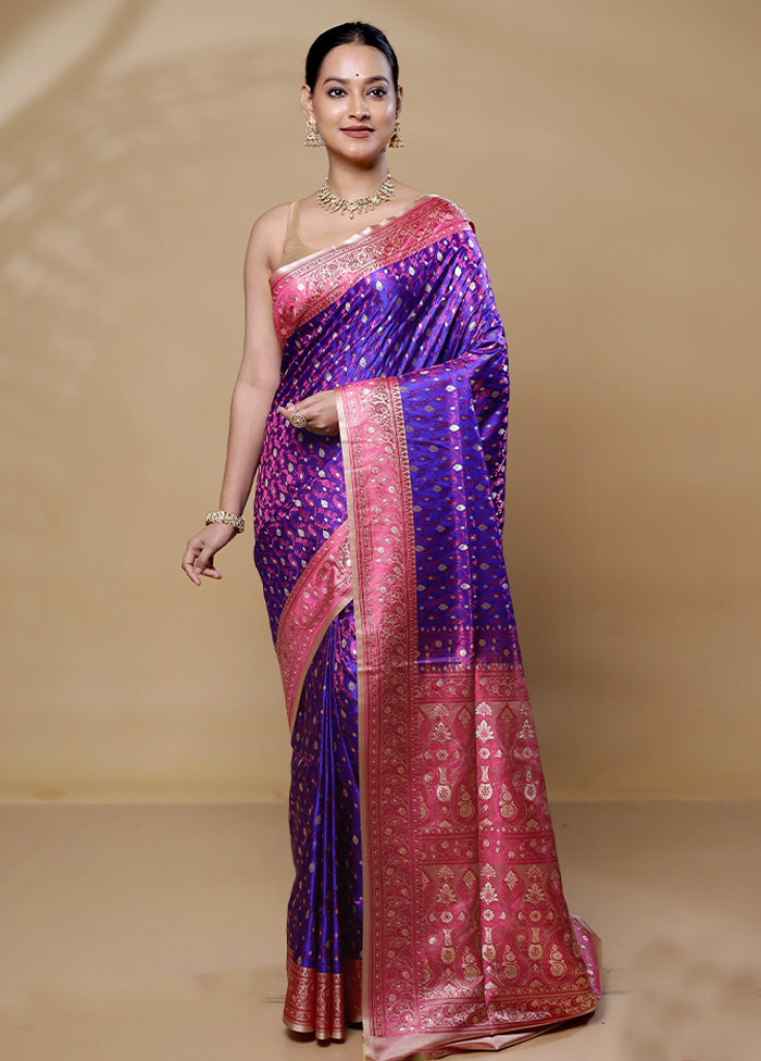 Purple Tanchoi Silk Saree With Blouse Piece