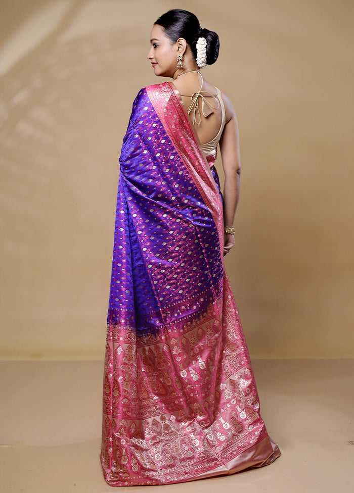 Purple Tanchoi Silk Saree With Blouse Piece