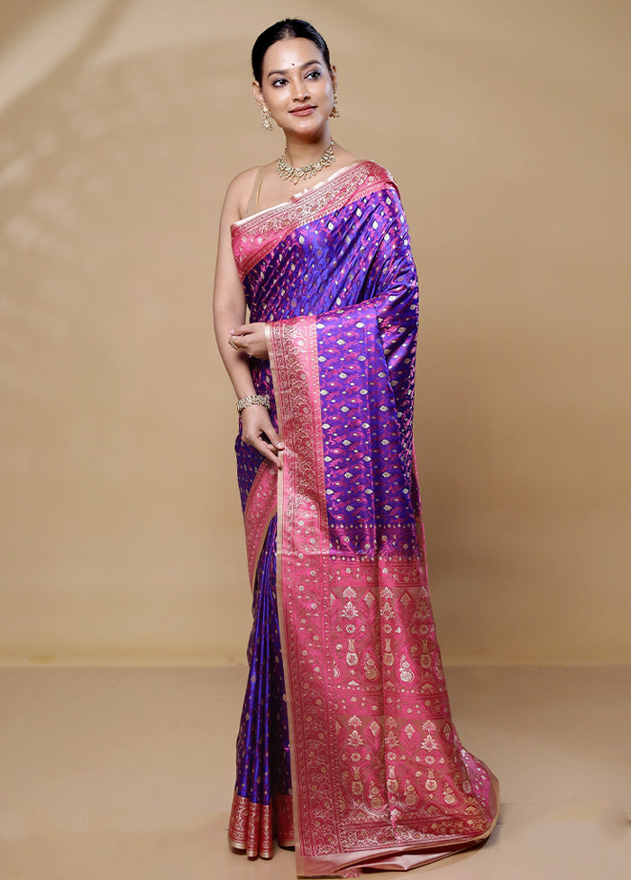 Purple Tanchoi Silk Saree With Blouse Piece