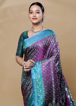 Purple Tanchoi Silk Saree With Blouse Piece