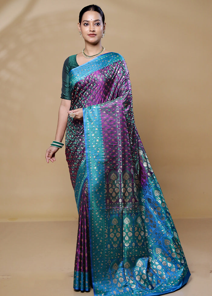 Purple Tanchoi Silk Saree With Blouse Piece