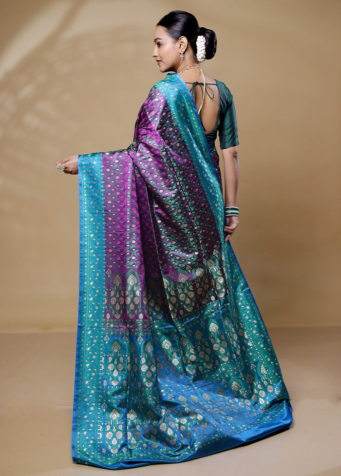 Purple Tanchoi Silk Saree With Blouse Piece