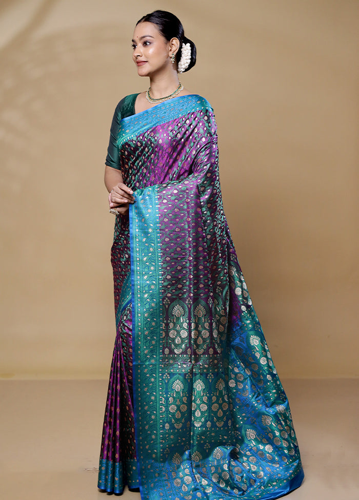 Purple Tanchoi Silk Saree With Blouse Piece