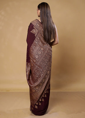 Brown Handloom Pure Georgette Saree With Blouse Piece