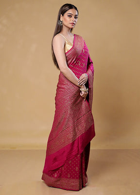 Pink Handloom Pure Georgette Saree With Blouse Piece