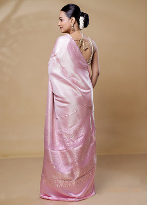 Pink Handloom Katan Pure Silk Saree With Blouse Piece