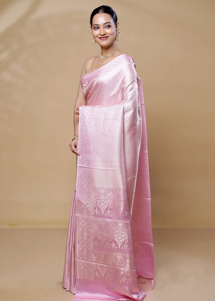 Pink Handloom Katan Pure Silk Saree With Blouse Piece