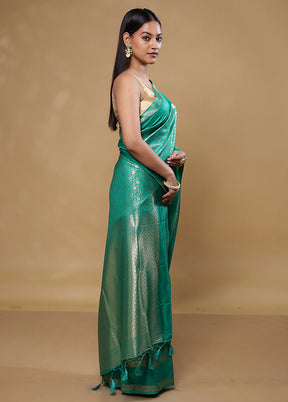 Green Dupion Silk Saree With Blouse Piece