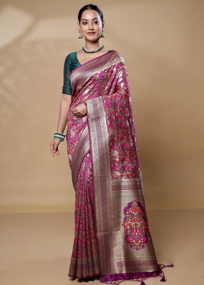 Pink Dupion Silk Saree With Blouse Piece