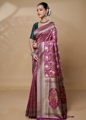 Pink Dupion Silk Saree With Blouse Piece